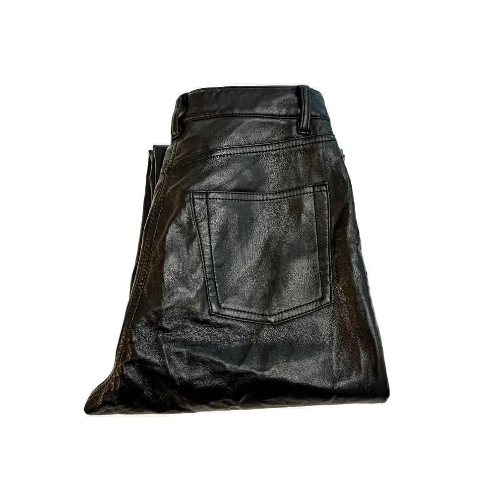 Wilfred by Aritzia Black Faux Leather Black Pants Size 2